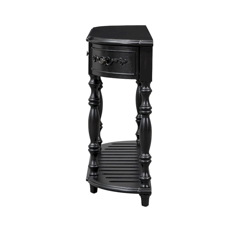 Console de 52 po, table d'appoint incurvée, table de canapé, table d'entrée pour couloir, salon, avec 4 tiroirs et 1 étagère