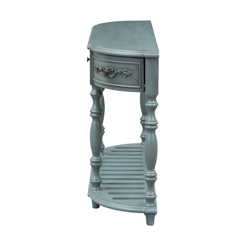 Console de 52 po, table d'appoint incurvée, table de canapé, table d'entrée pour couloir, salon, avec 4 tiroirs et 1 étagère