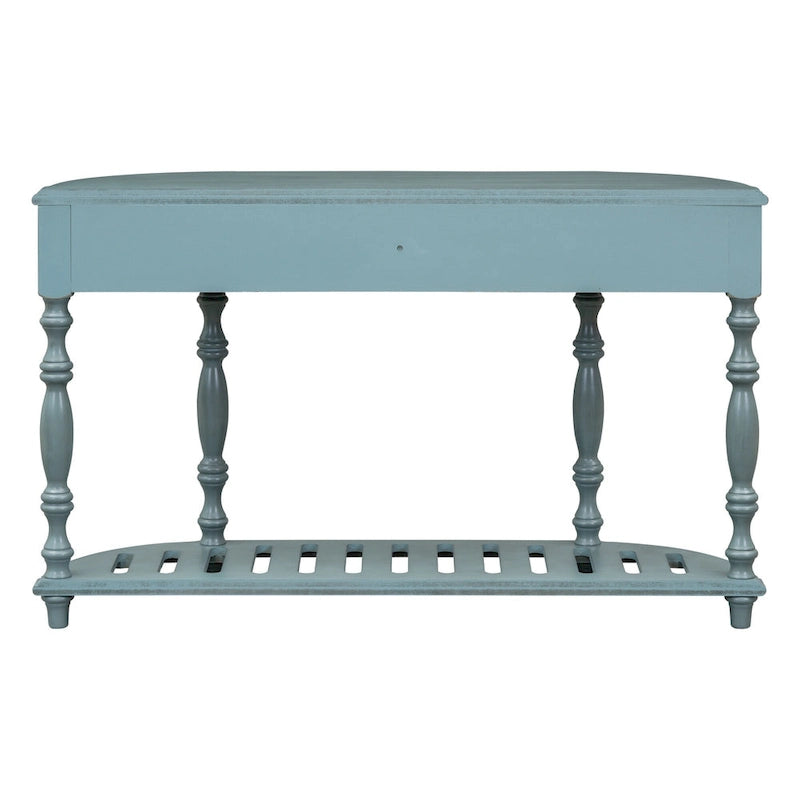 Console de 52 po, table d'appoint incurvée, table de canapé, table d'entrée pour couloir, salon, avec 4 tiroirs et 1 étagère
