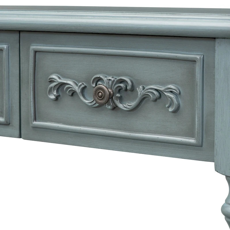 Console de 52 po, table d'appoint incurvée, table de canapé, table d'entrée pour couloir, salon, avec 4 tiroirs et 1 étagère