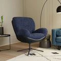 Fauteuil pivotant à 360°, fauteuil lounge moderne en chenille avec similicuir et piètement en métal noir, chaise de lecture confortable