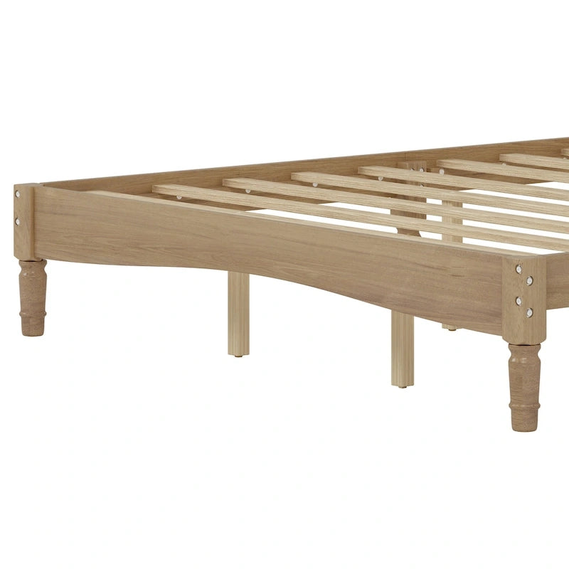 Lit plateforme en bois style rétro avec tête de lit en forme de gourde, Queen Size