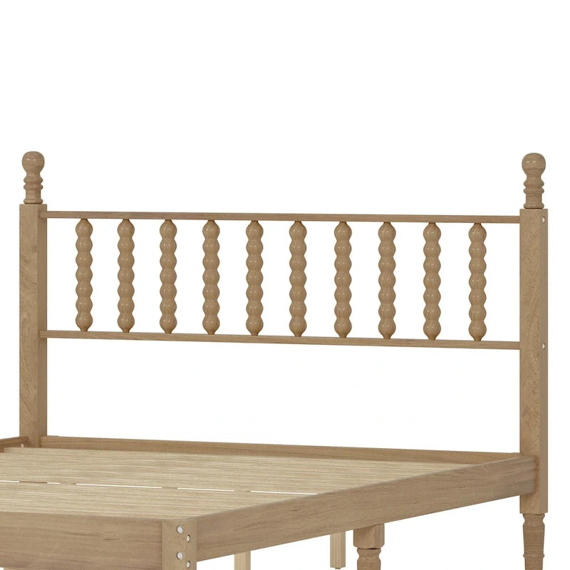 Lit plateforme en bois style rétro avec tête de lit en forme de gourde, Queen Size