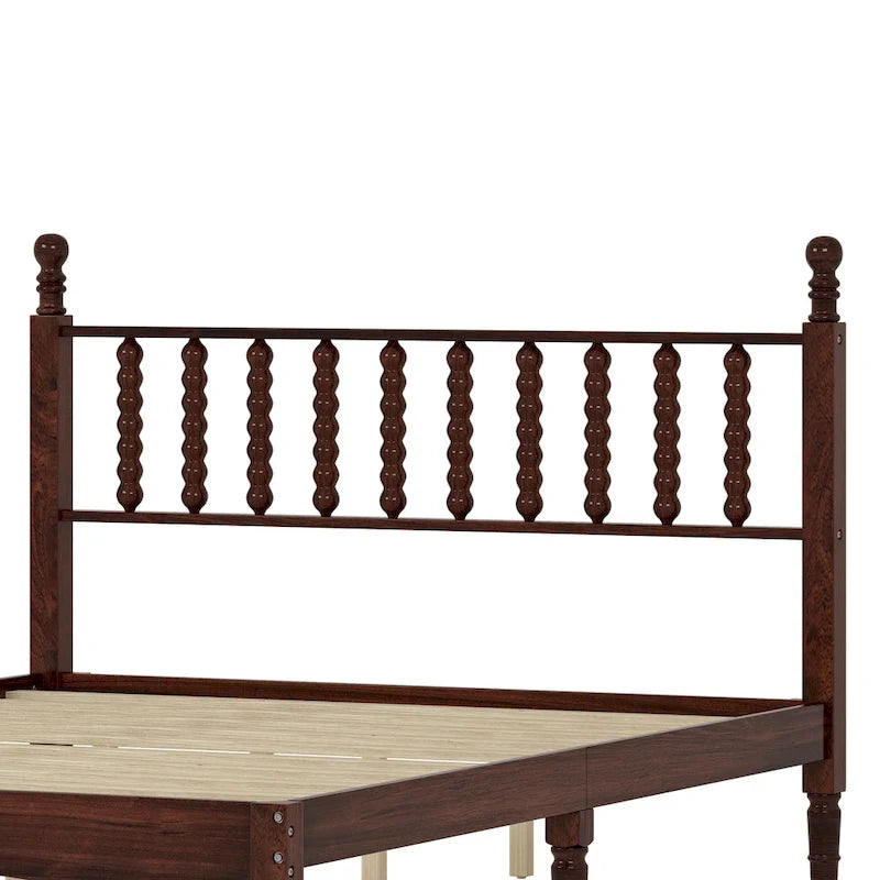 Lit plateforme en bois style rétro avec tête de lit en forme de gourde, Queen Size