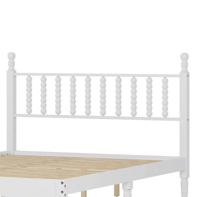 Lit plateforme en bois style rétro avec tête de lit en forme de gourde, Queen Size