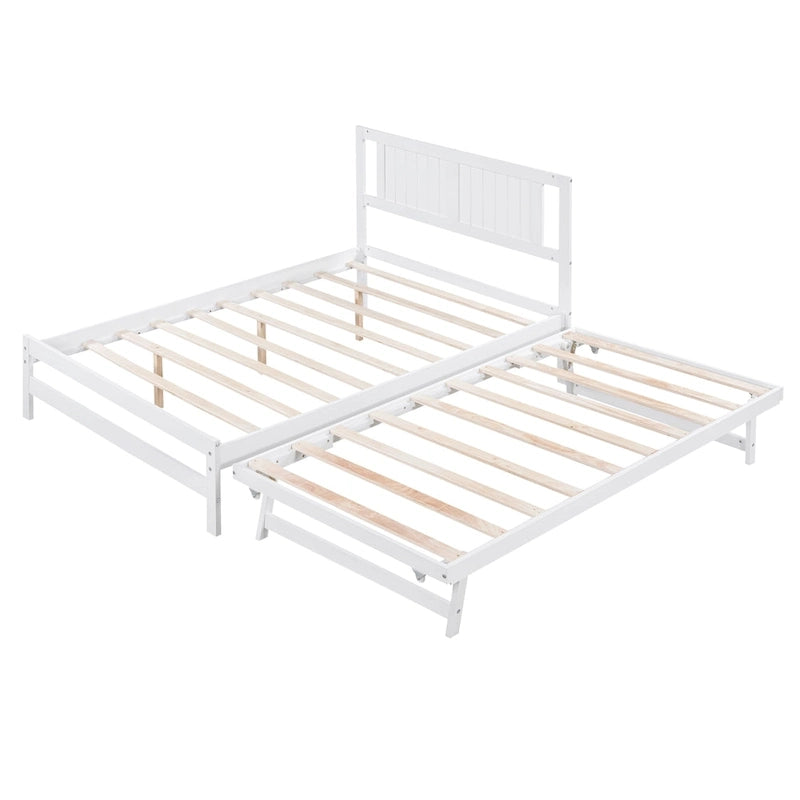 Lit plateforme en pin blanc avec lit gigogne réglable