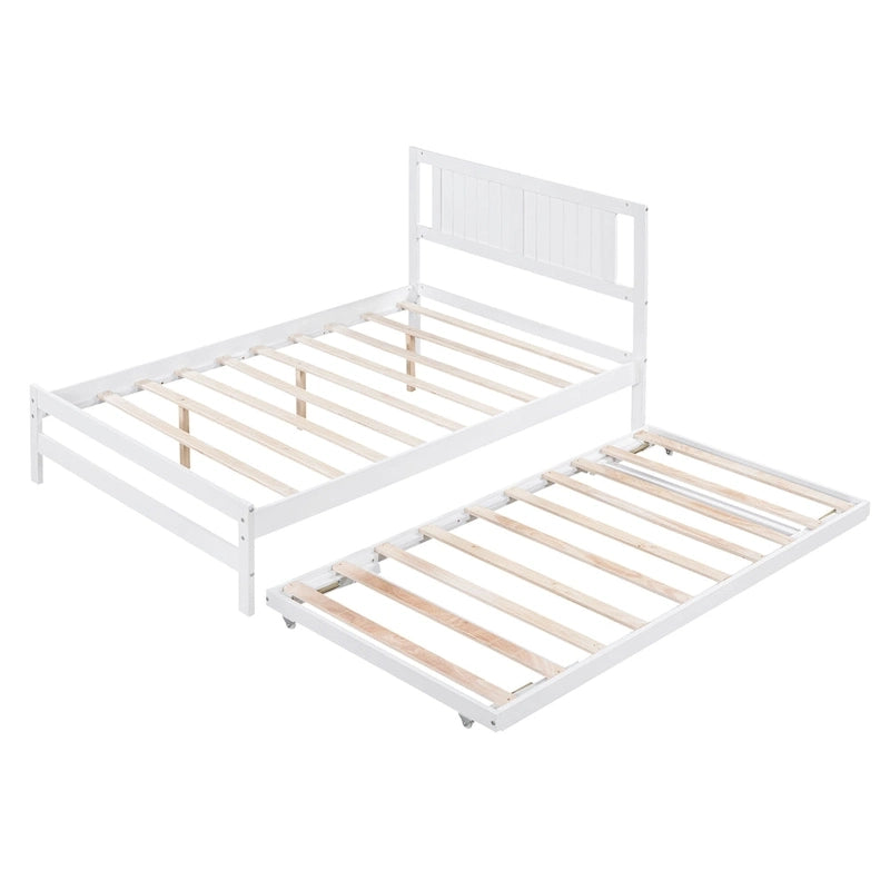 Lit plateforme en pin blanc avec lit gigogne réglable