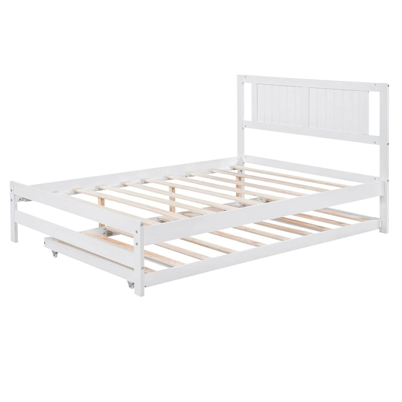 Lit plateforme en pin blanc avec lit gigogne réglable