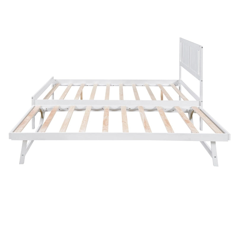 Lit plateforme en pin blanc avec lit gigogne réglable