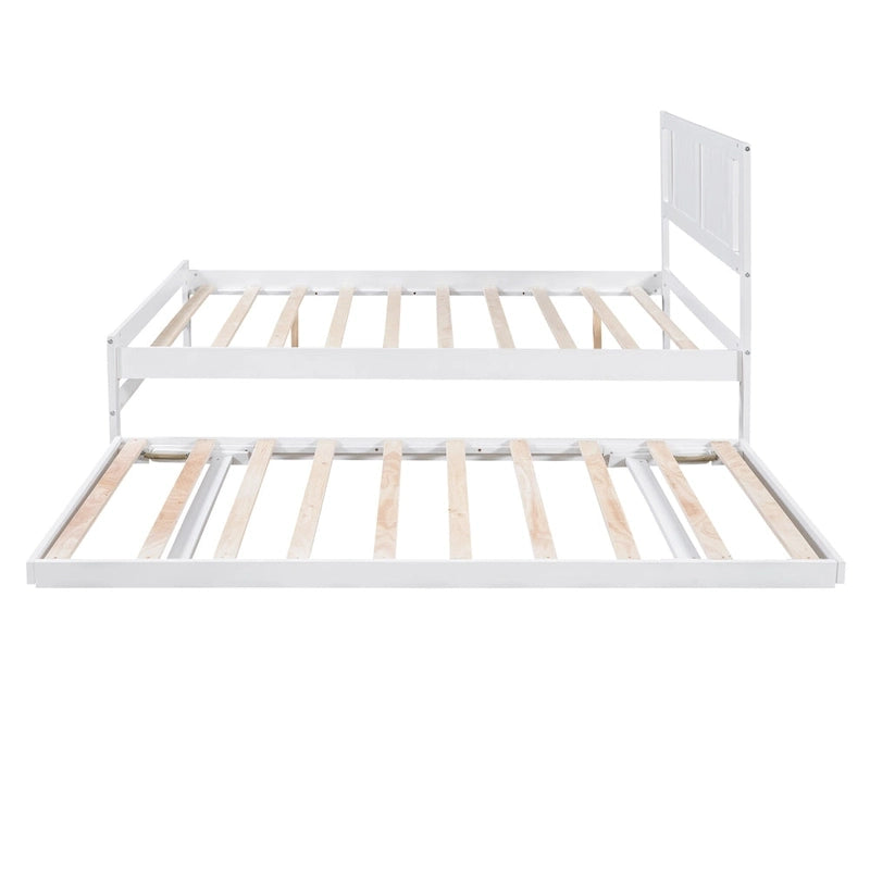 Lit plateforme en pin blanc avec lit gigogne réglable