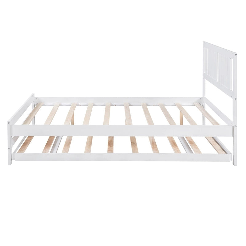 Lit plateforme en pin blanc avec lit gigogne réglable