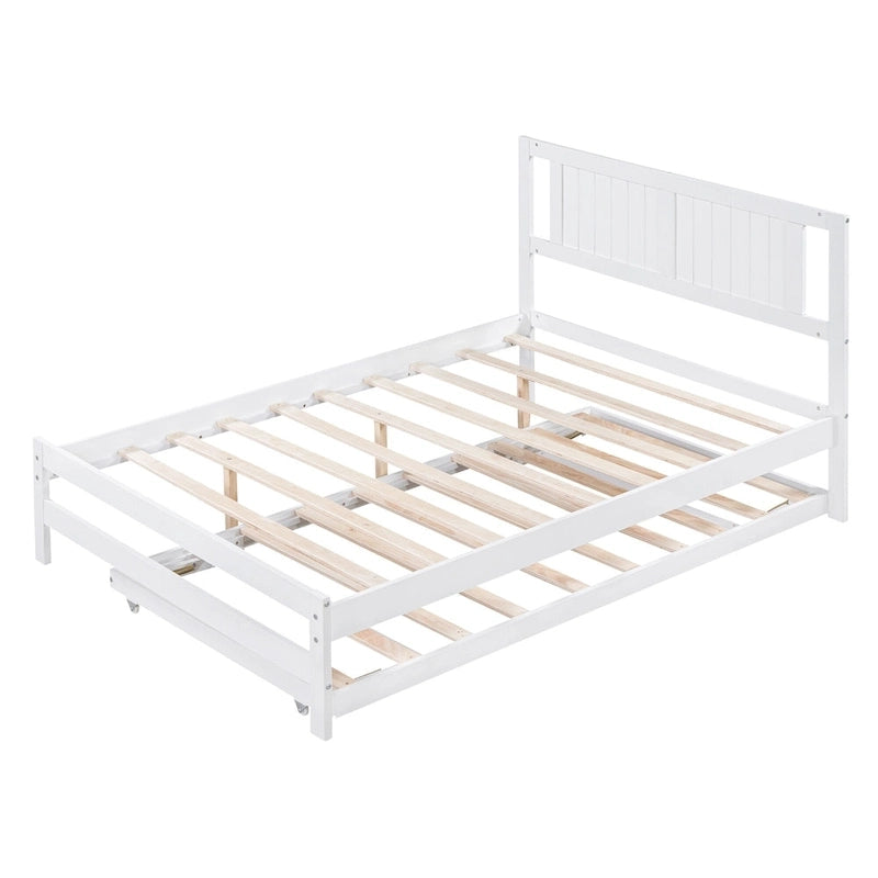 Lit plateforme en pin blanc avec lit gigogne réglable