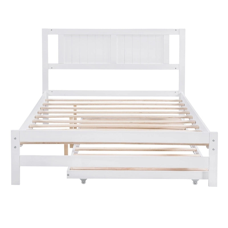 Lit plateforme en pin blanc avec lit gigogne réglable