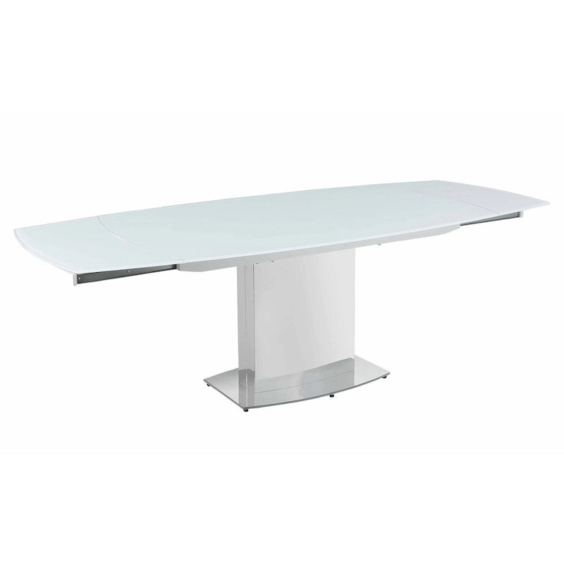 Table à manger extensible contemporaine en verre blanc