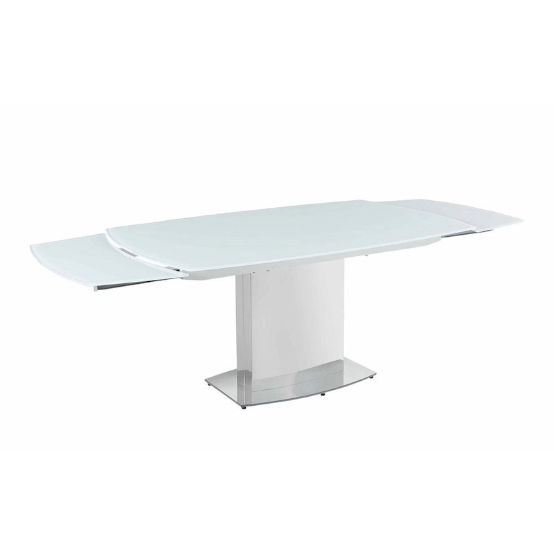 Table à manger extensible contemporaine en verre blanc
