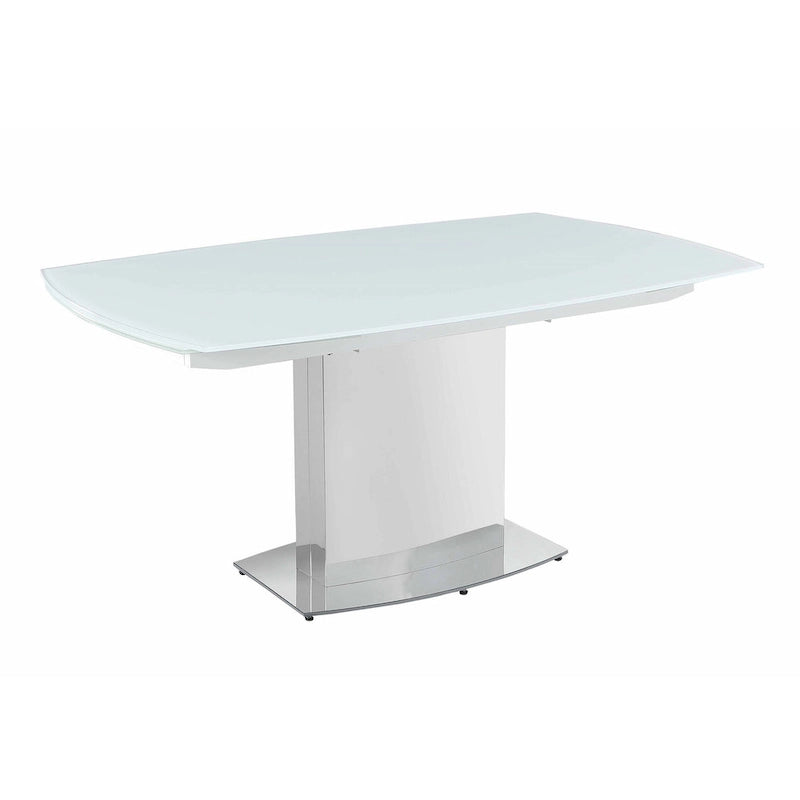 Table à manger extensible contemporaine en verre blanc