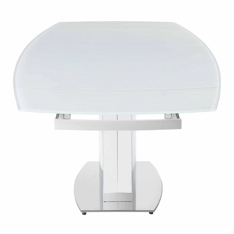 Table à manger extensible contemporaine en verre blanc