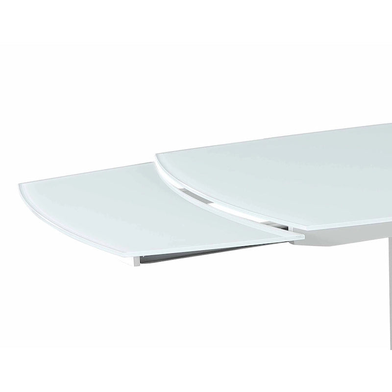 Table à manger extensible contemporaine en verre blanc