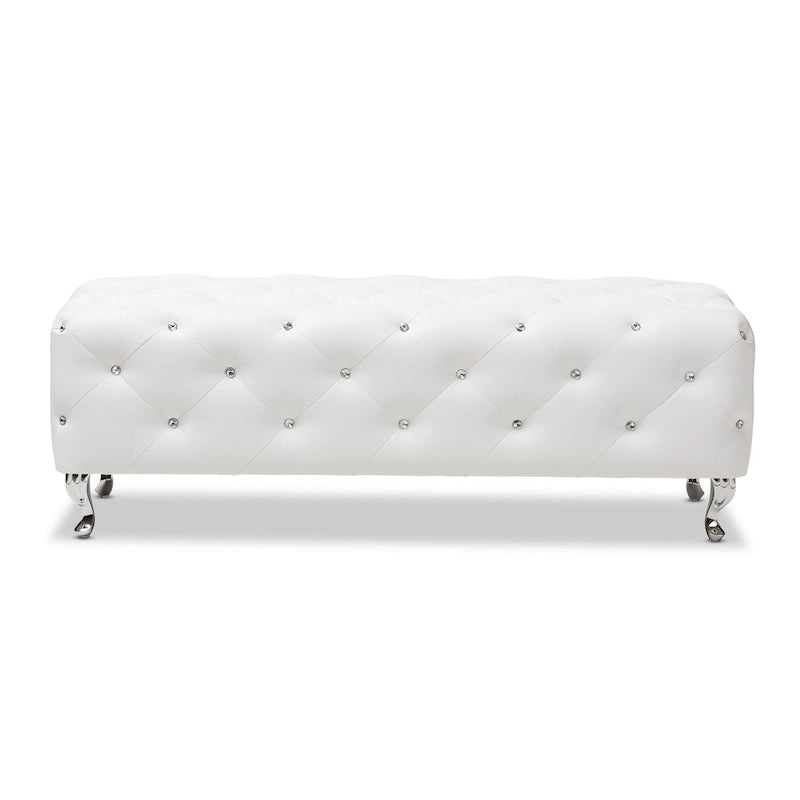 Banc moderne capitonné Heston Crystal Silver Orchid