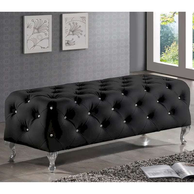 Banc moderne capitonné Heston Crystal Silver Orchid