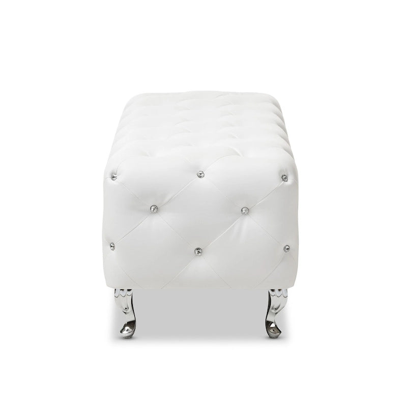 Banc moderne capitonné Heston Crystal Silver Orchid