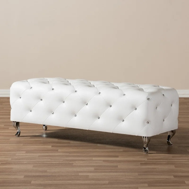 Banc moderne capitonné Heston Crystal Silver Orchid