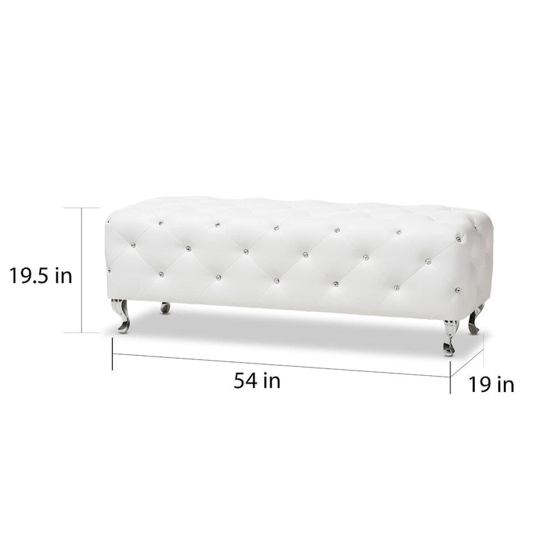 Banc moderne capitonné Heston Crystal Silver Orchid
