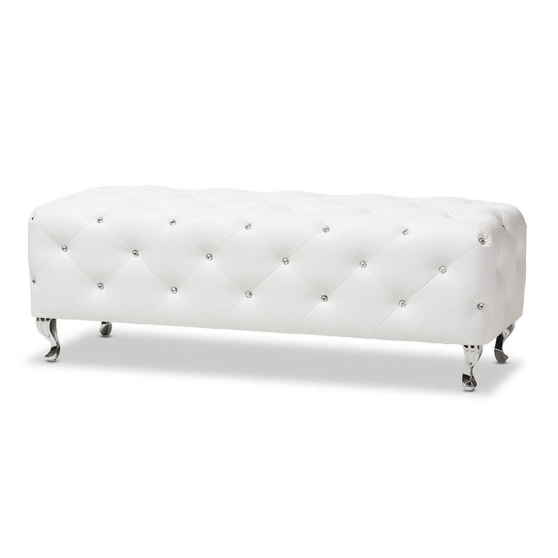 Banc moderne capitonné Heston Crystal Silver Orchid