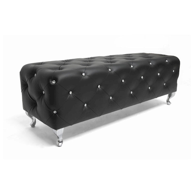 Banc moderne capitonné Heston Crystal Silver Orchid