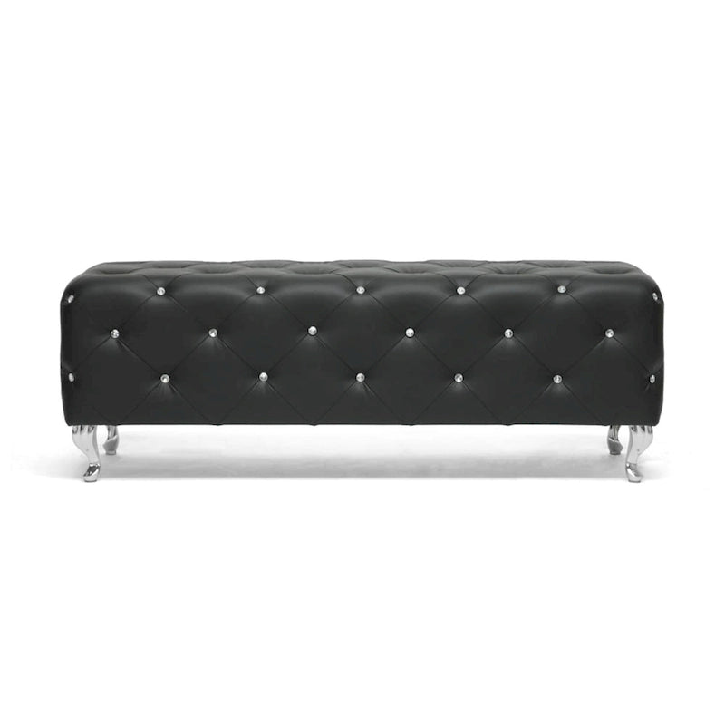 Banc moderne capitonné Heston Crystal Silver Orchid