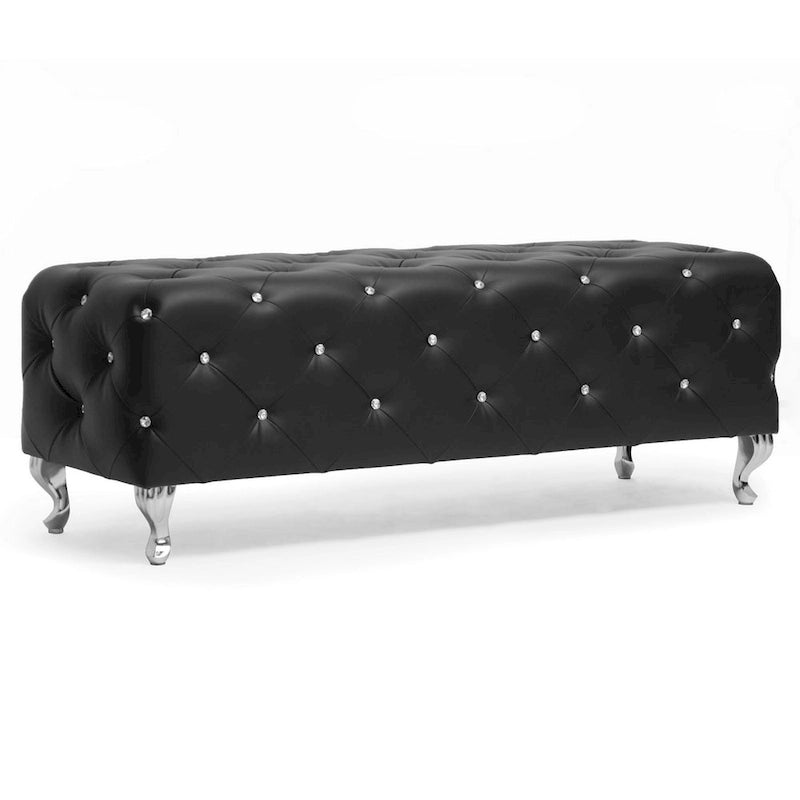 Banc moderne capitonné Heston Crystal Silver Orchid