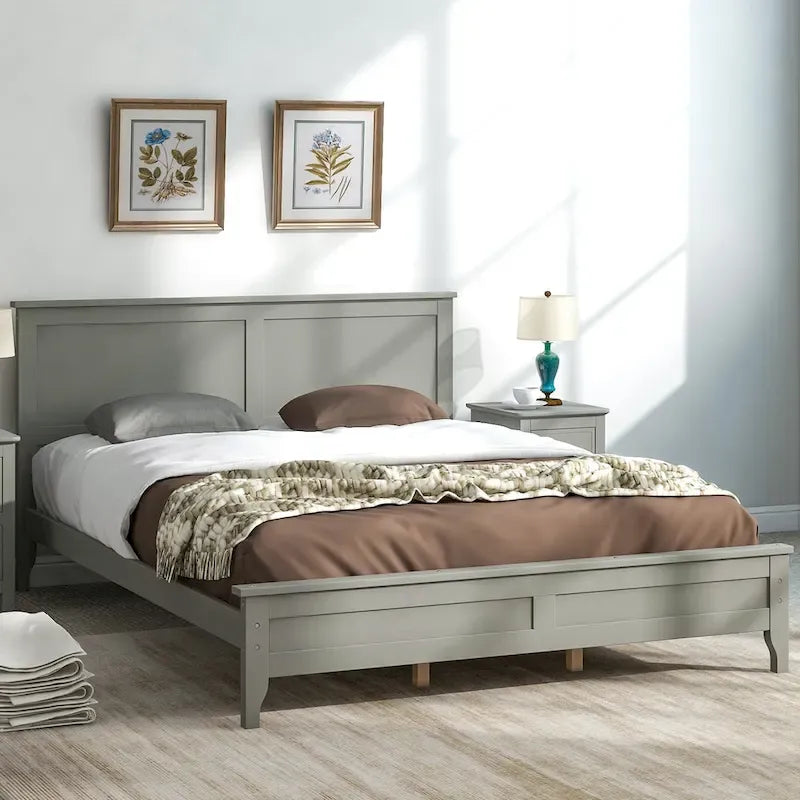 Lit plateforme Queen en bois massif