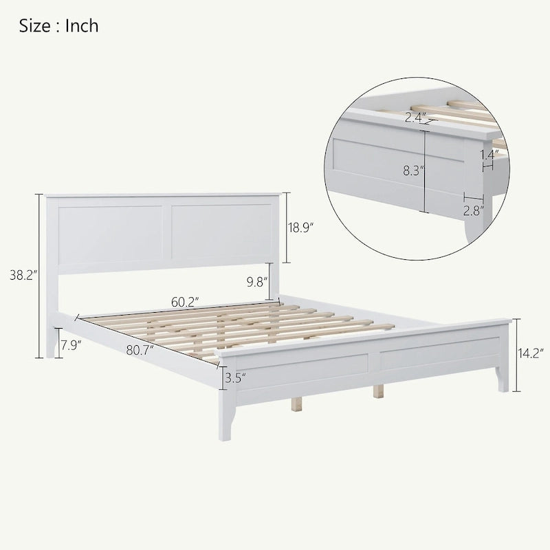Lit plateforme Queen en bois massif