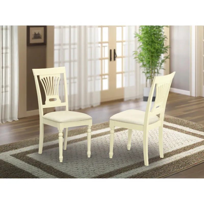 Chaises de salle à manger - Chaises en bois massif, lot de 2, Buttermilk et Cherry (option d'assise)