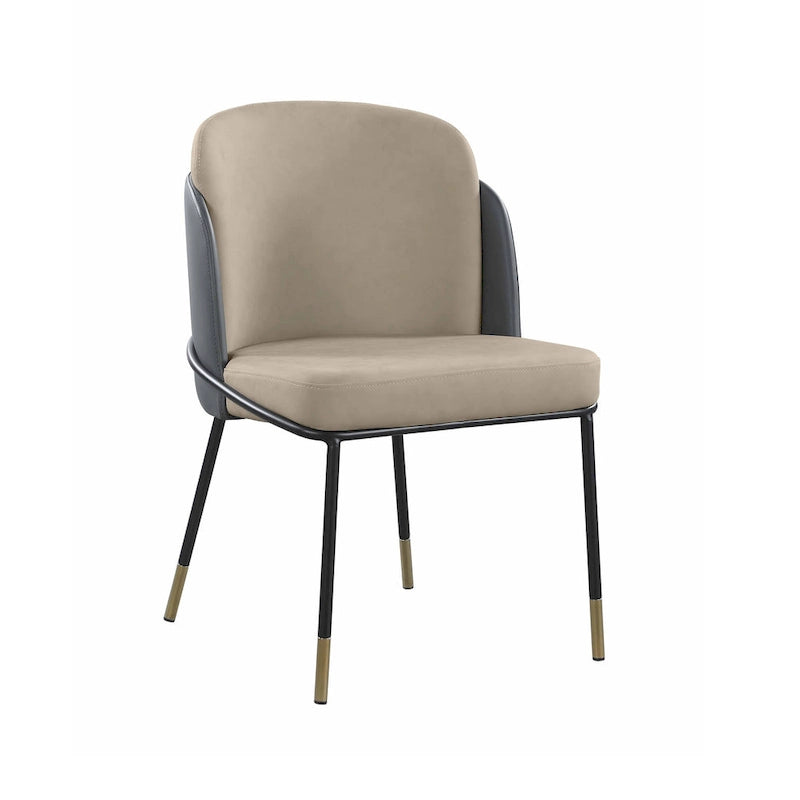 Chaise d'appoint bicolore en similicuir gris avec accents dorés, lot de 2 - Hauteur de salle à manger