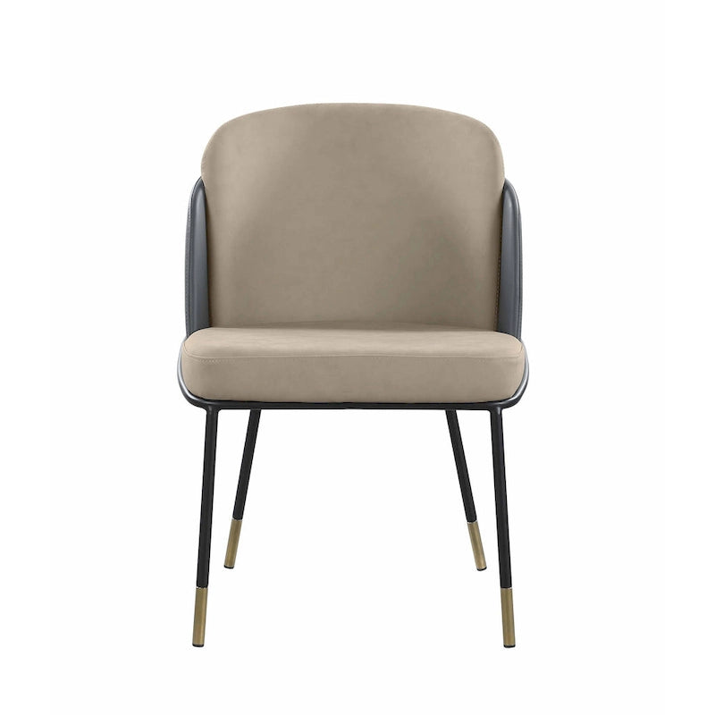 Chaise d'appoint bicolore en similicuir gris avec accents dorés, lot de 2 - Hauteur de salle à manger