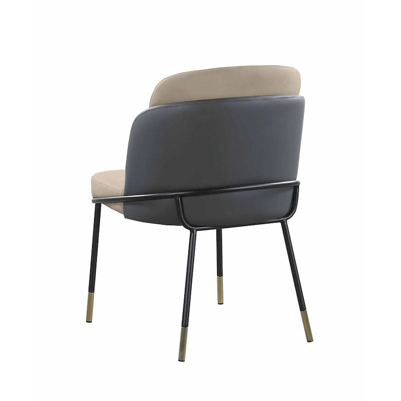 Chaise d'appoint bicolore en similicuir gris avec accents dorés, lot de 2 - Hauteur de salle à manger