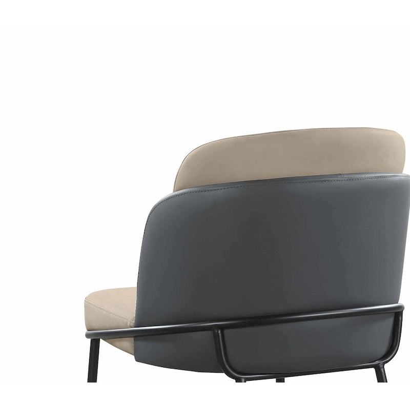 Chaise d'appoint bicolore en similicuir gris avec accents dorés, lot de 2 - Hauteur de salle à manger