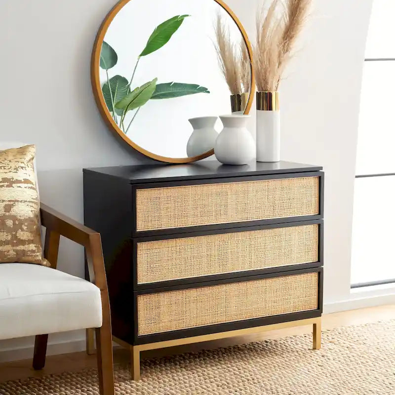 Commode en rotin à 3 tiroirs