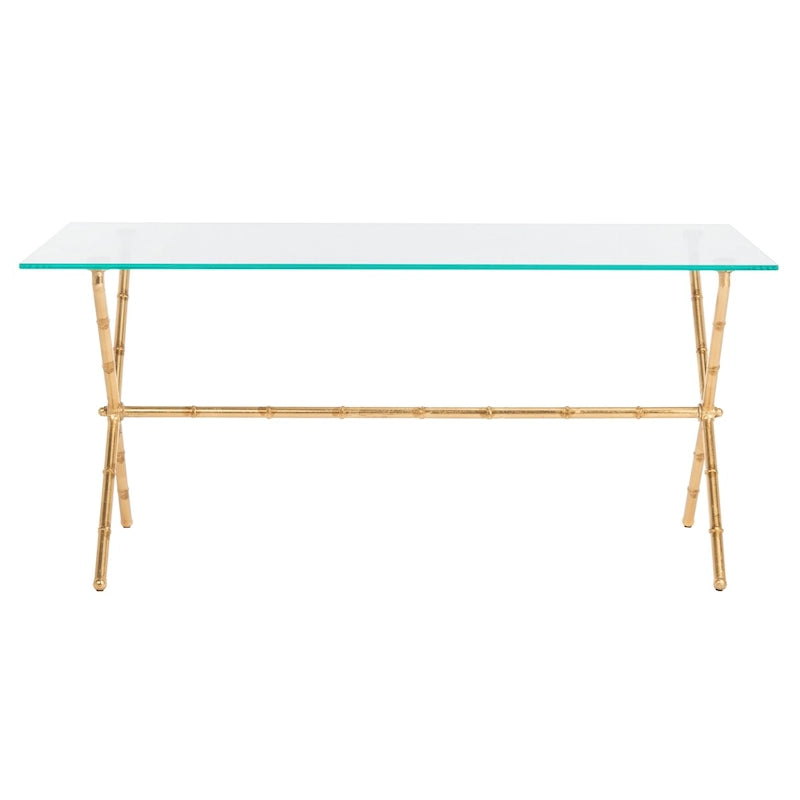 Table d'appoint bronze vieilli / argent avec plateau en verre - 37,4 x 19,7 x 17