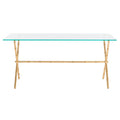 Table d'appoint bronze vieilli / argent avec plateau en verre - 37,4 x 19,7 x 17