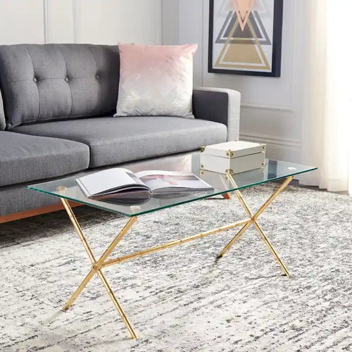 Table d'appoint bronze vieilli / argent avec plateau en verre - 37,4 x 19,7 x 17