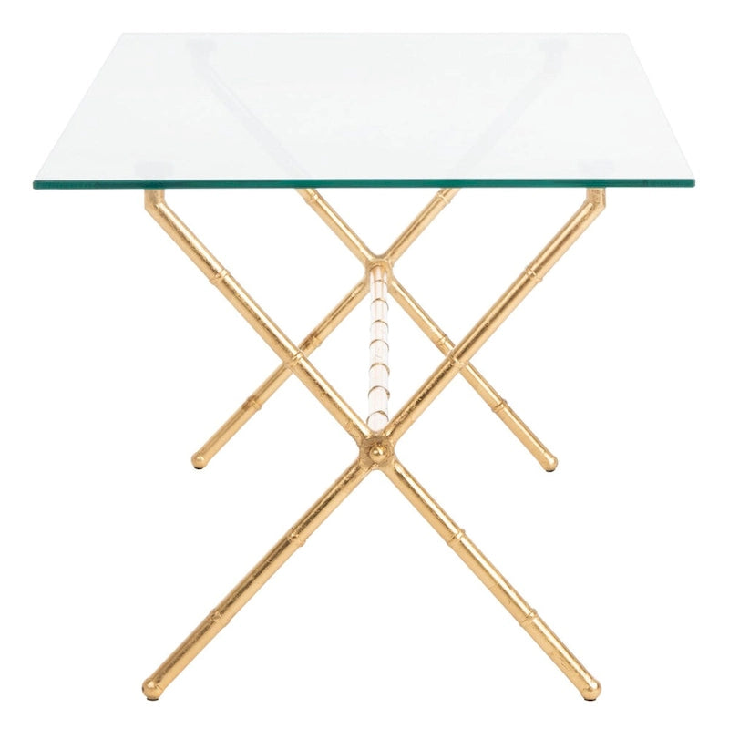 Table d'appoint bronze vieilli / argent avec plateau en verre - 37,4 x 19,7 x 17