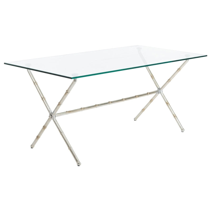 Table d'appoint bronze vieilli / argent avec plateau en verre - 37,4 x 19,7 x 17