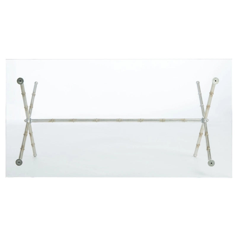Table d'appoint bronze vieilli / argent avec plateau en verre - 37,4 x 19,7 x 17