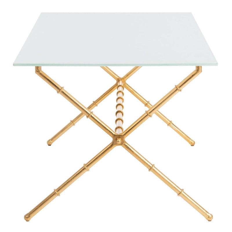Table d'appoint bronze vieilli / argent avec plateau en verre - 37,4 x 19,7 x 17