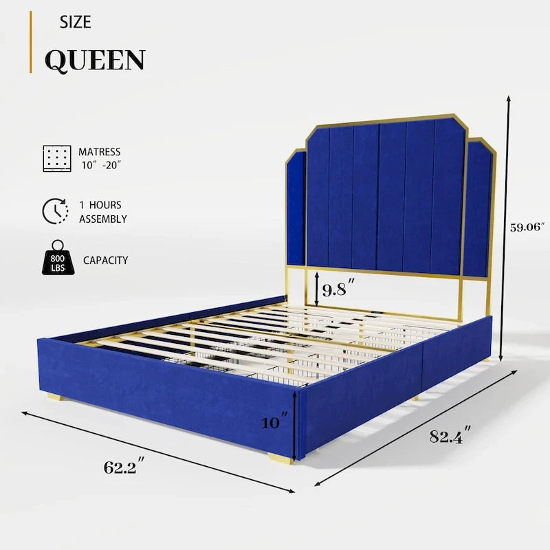 Cadre de lit Queen Size et tête de lit de 150 cm
