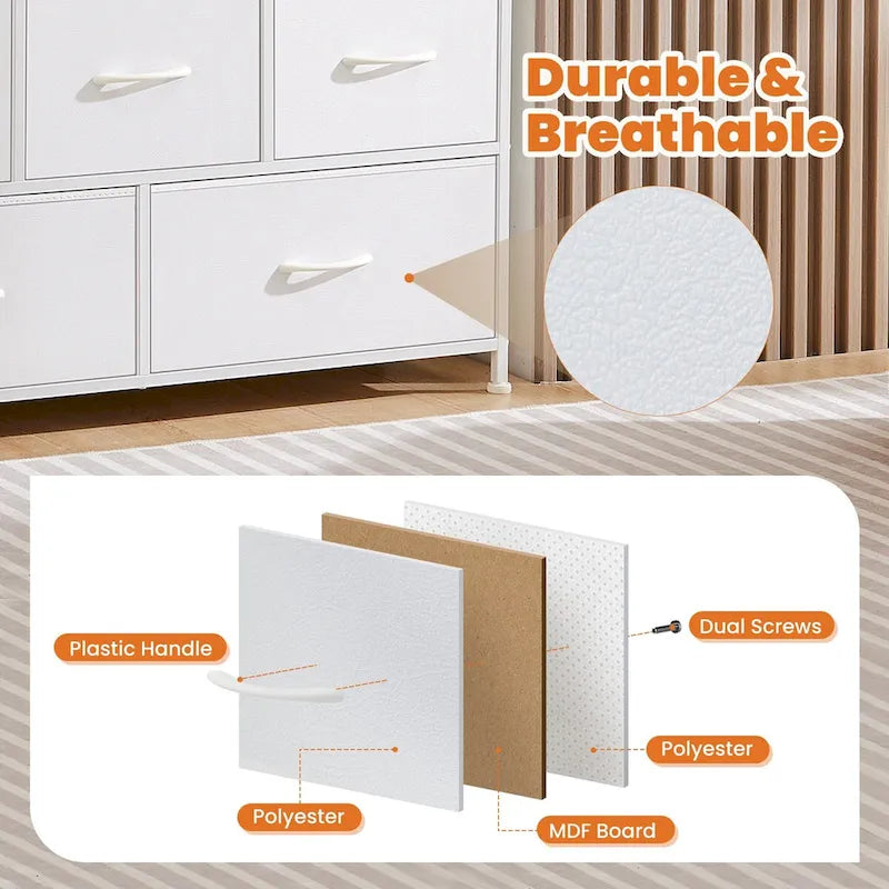 Commode de chambre à coucher, commode de rangement, commode à 5 tiroirs, commode en tissu pour placard avec cadre en métal