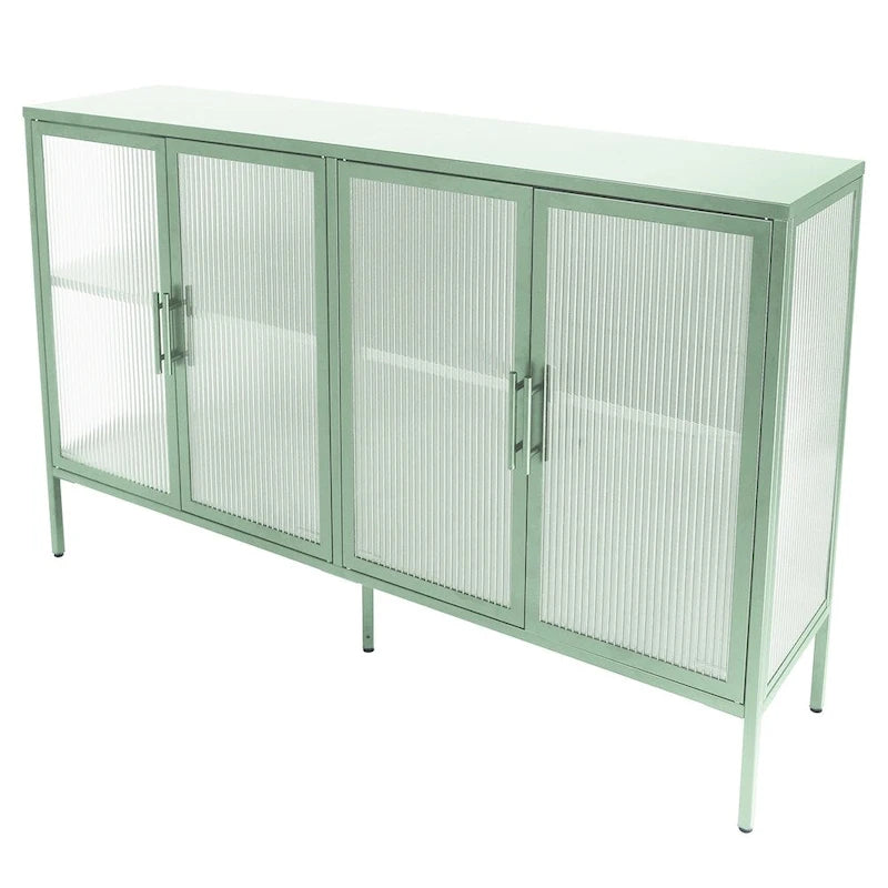 Élégant meuble à 4 portes en verre trempé avec 4 portes vitrées et étagère réglable
