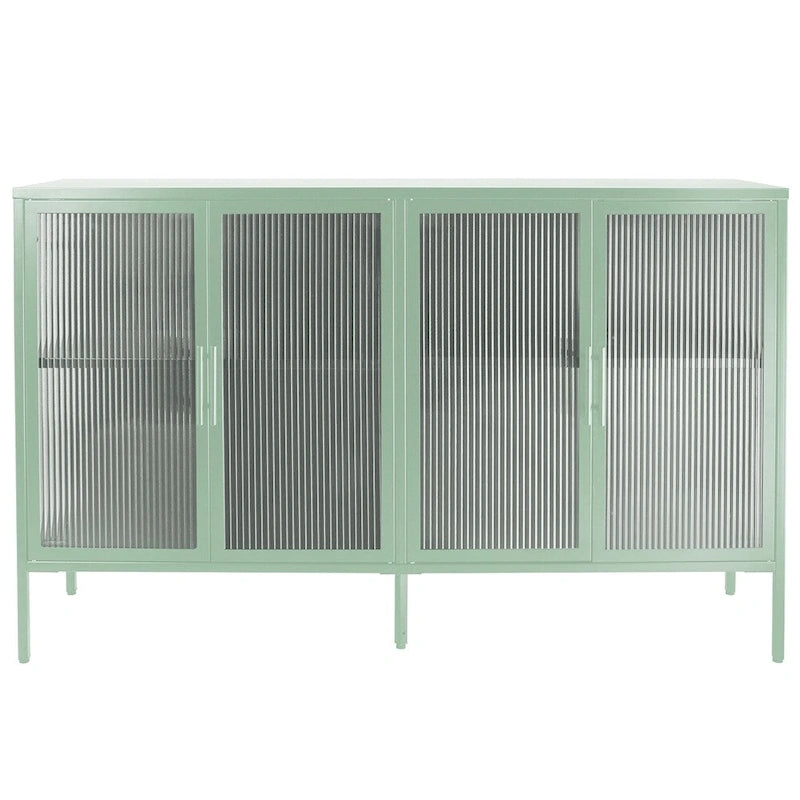 Élégant meuble à 4 portes en verre trempé avec 4 portes vitrées et étagère réglable
